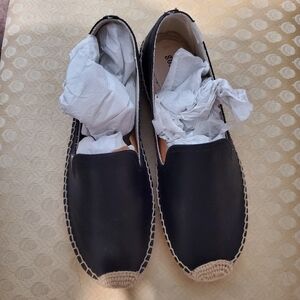 Soludos Black Leather Platform Smoking Slippers SZ 10 Jute Rope Bed